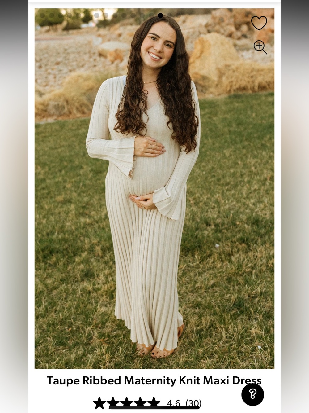 Taupe ribbed maternity knit dress. S.